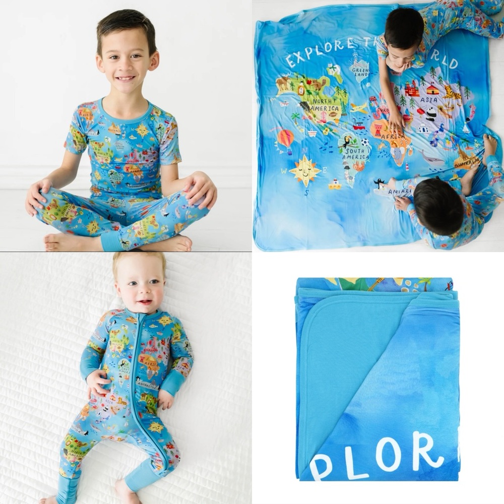 Little Sleepies Around The World zippy, 2 piece set & cloud blanket